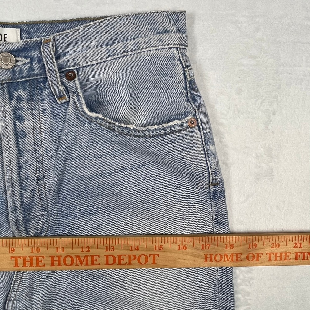 Agolde High Rise Crop Jeans 27 (Fits 28x26) Light Wash Distressed Button Fly - Picture 9 of 16